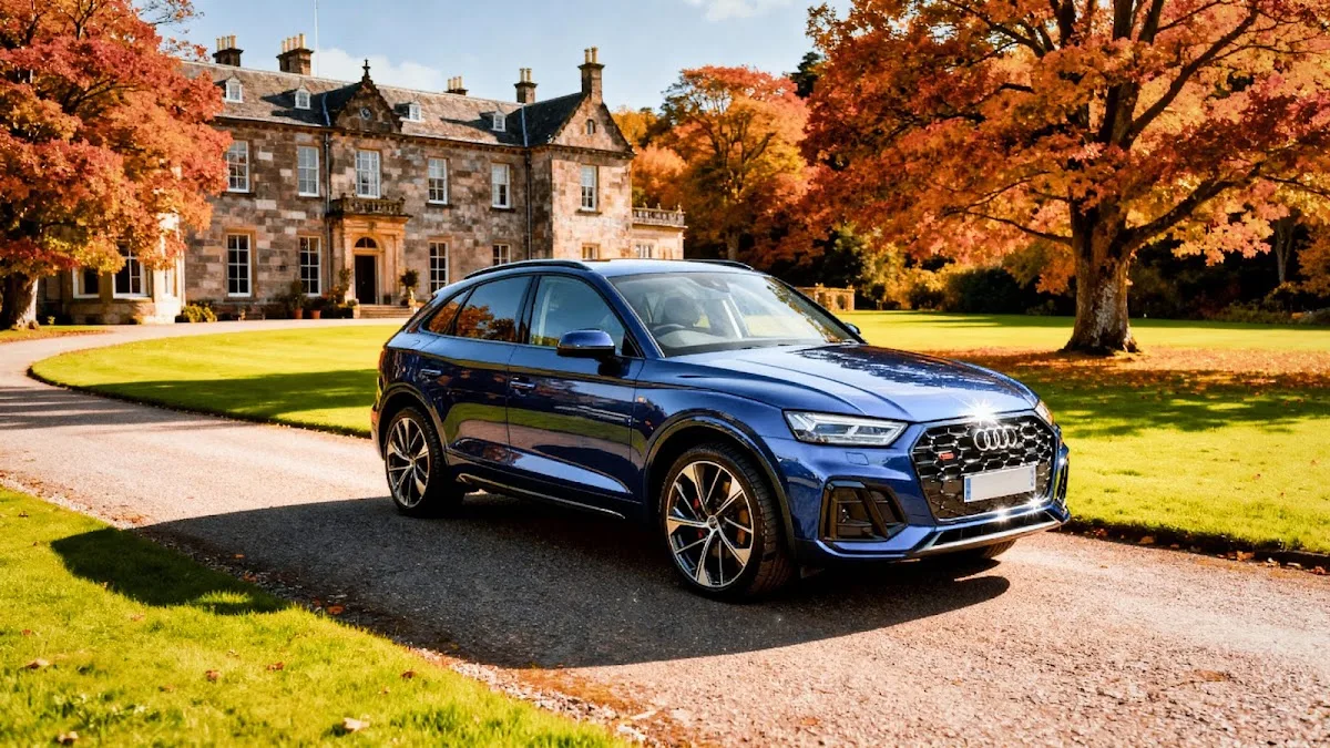 Blue Audi Q5 at a Scottish country manor after a Full Works valet